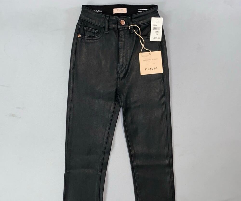 DL1961 Marinna Hewitt Farrow Ankle High Rise Instasculpt Skinny Coated Jeans. 23